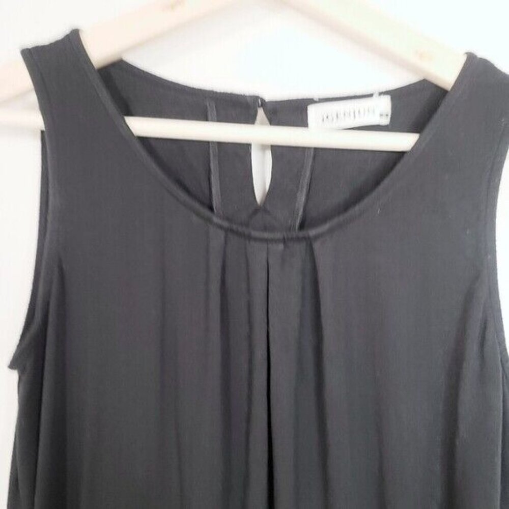 iGenjun Top Womens Small Black Knit Basic Sleeveless Scoop Neck Pleated Stretch - Picture 3 of 9